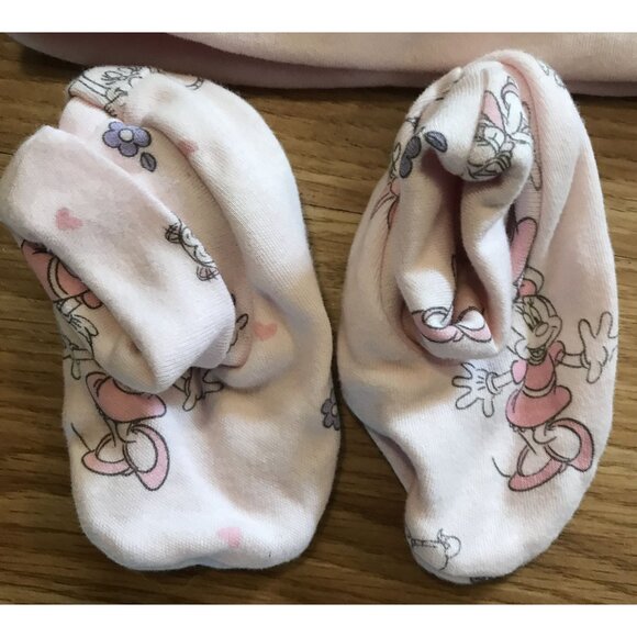 Disney Baby Minnie Mouse Hat Mittens & Booties Set 0-6M Pink Baby Shower Gift - Picture 4 of 7